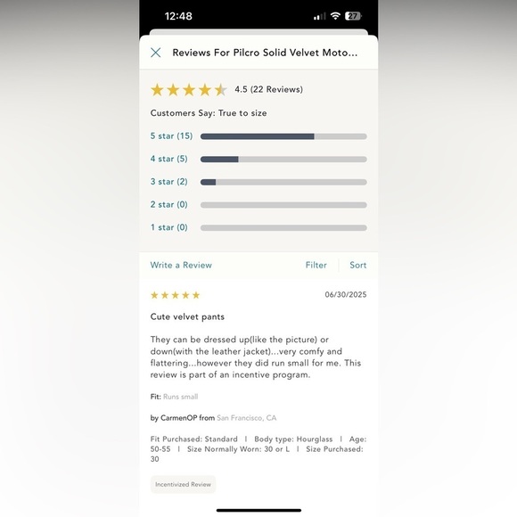 NWT new 30 Anthropologie pilcro solid velvet moto cropped pants black short - Picture 7 of 14